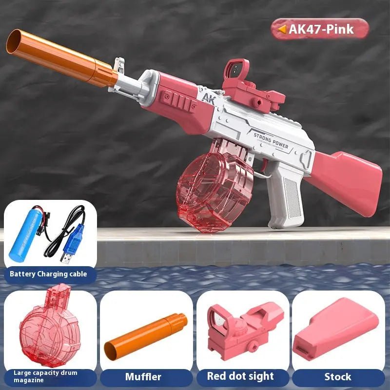 AK47 Electric Water Guns Fully Automatic Shooting Game Beach Entertainment Outdoor Beach Pool Gun Toys For Children Gift Pink AK47
