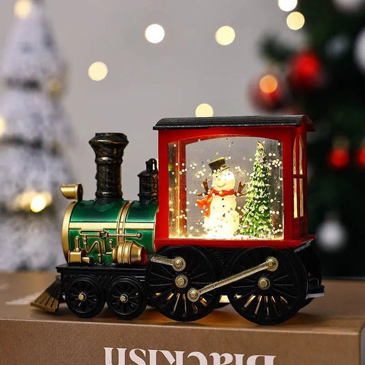 Christmas Gift Train Decoration Small Night Lamp Little Train Snowman Tree