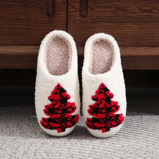 Christmas Tree Home Slippers Fashion Non-slip Floor Bedroom Slipper For Women Fuzzy House Shoes Winter Christmas tree