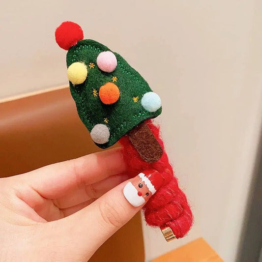 Cute Girls Elastic Rubber Band Christmas Children Telephone Wire Hair Spiral Coil Festive Dress Up Kid Hair Accessories Headwear Green Christmas Tree
