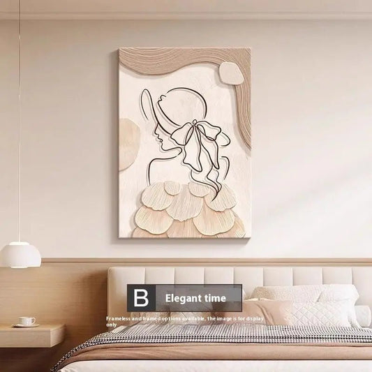 Decorative Painting Cream Style Abstract Line Character Mural B Style Elegant Time 40X60cm Frameless Painting