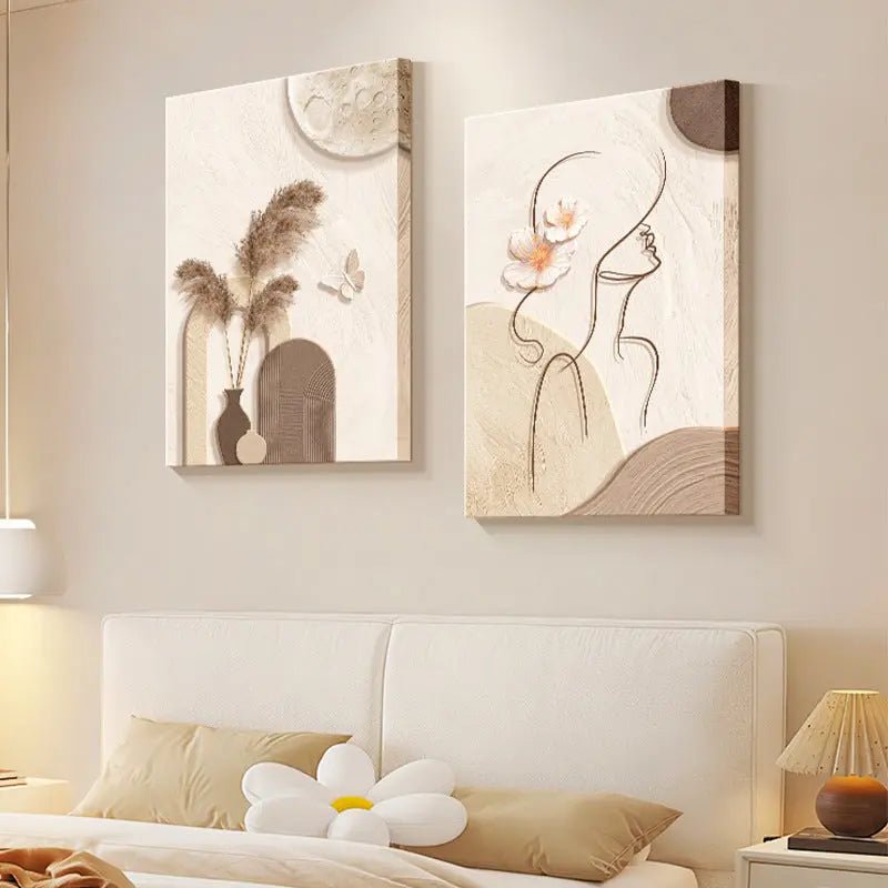 Decorative Painting Cream Style Abstract Line Character Mural CandD 40X60cm Frameless Painting