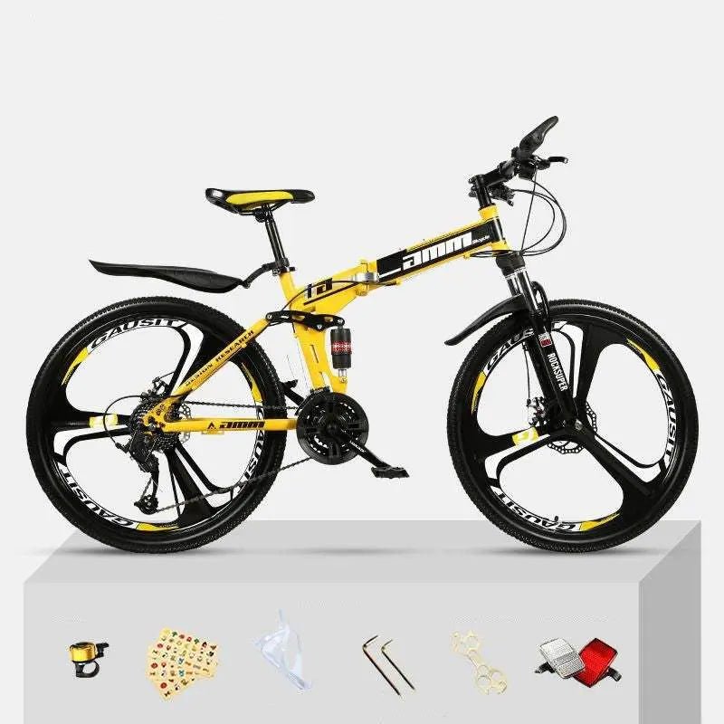 Dual Shock Absorbing Off-road Variable Speed Racing Male And Female Student Bikes Black yellow 3 Style