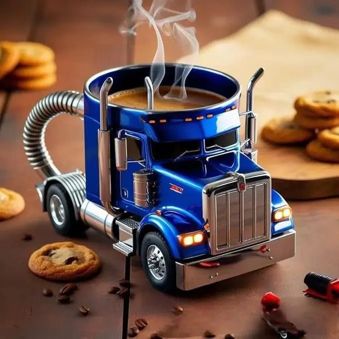 Durable Truck Coffee Mug Semi Truck Handcrafted Coffee Cup Semi-trailer Shaped Semi-Truck Coffee Mugs For Family Blue