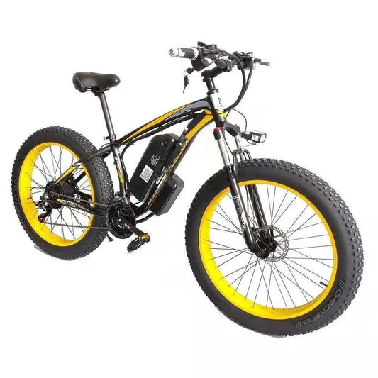 Electric Bicycle Lithium Tram Snow Electric Mountain Bike 21 Speed Yellow