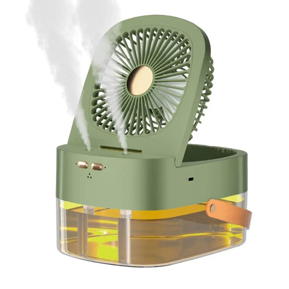 Humidifying Spray Fan Desktop Remote Control Timing Mini Air Cooler Big Wind Mute USB Charging Fan Green