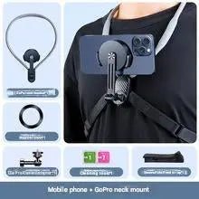 Magnetic Neck Strap Mount For Mobile Live Streaming With Anti-Shake Shooting Original-Angle Action Camera Mount For Cycling Photography Action Camera and cell phone