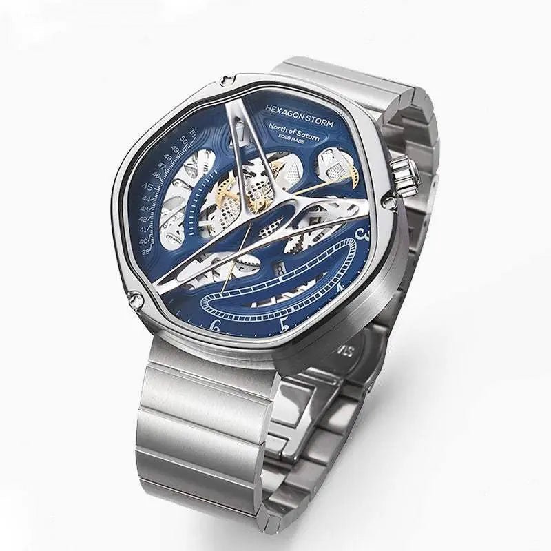 Men's Hollowed Out Alien High-end Watch Deep blue steel strip