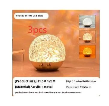 New Water Ripple Projector Night Light Crystal Mood Lamp Bedside Home Bedroom Decoration Aesthetic Christmas Gift Sunset Lights Spherical Water Ripple 3PC Touch Three Colors