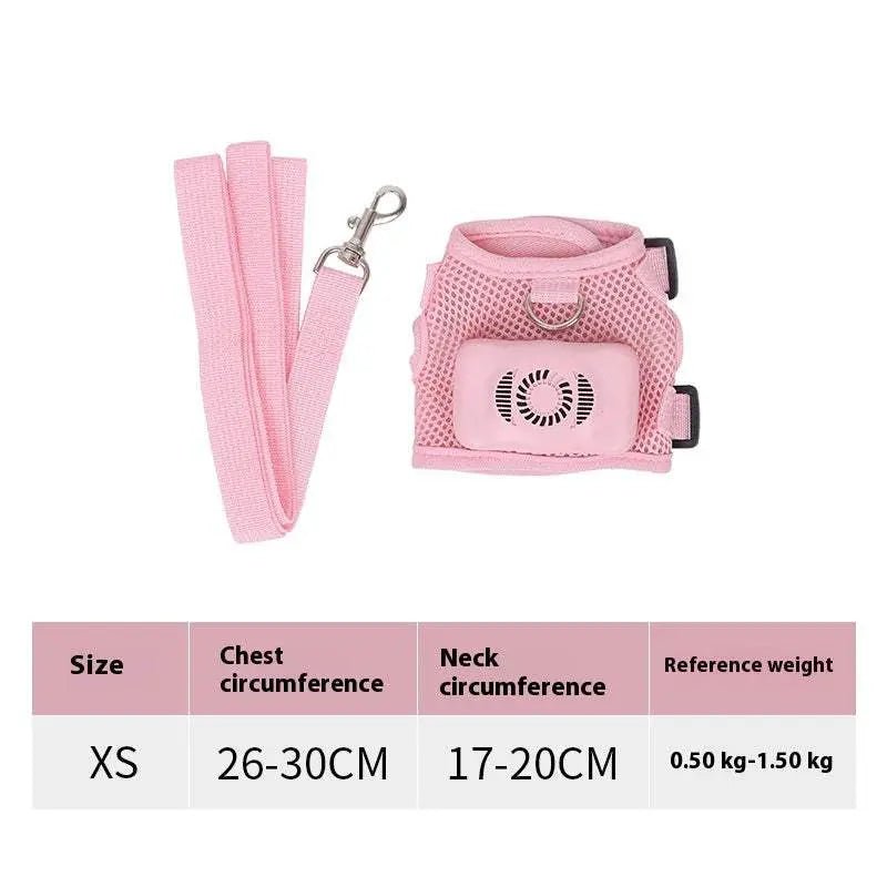 Pets Dog Vest Chest Strap Harness Air Conditioner Cooling And Breathable With Air Conditioner Pet Products Cherry Pink XS