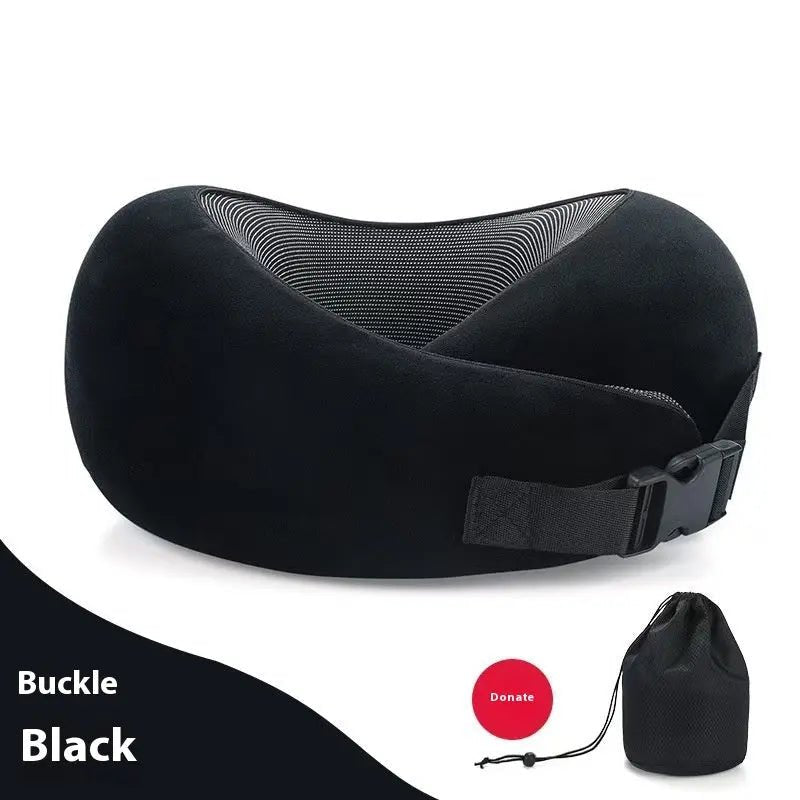 Soft Memory Foam Travel Neck Pillow U Shape Adjustable Support Comfortably Sleeping On Plane Car Office Noon Break Deep Black Card Deduction