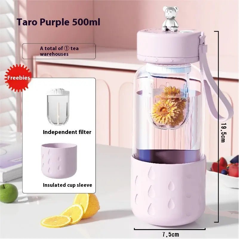 Tea Water Separation Magnetic Glass Water Cup Sealed Without Leakage Glass Tea Water Cup Infuser Tumbler Drinkware Water Bottle With Tea Filter Taro Purple 500ml