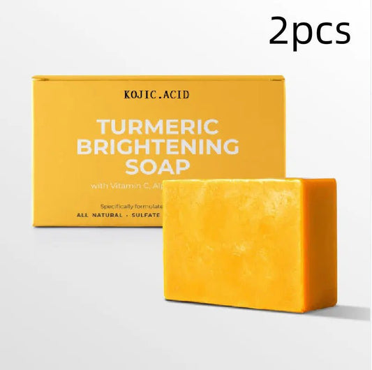 Turmeric Kojic Soap Turmeric Kojic Acid Soap Handmade Skin Products Natural Turmeric Soap Bar Skin Clean Dark Spot Remover Moist Bathing Facial Soap Kojic Acid Soap 2PCs