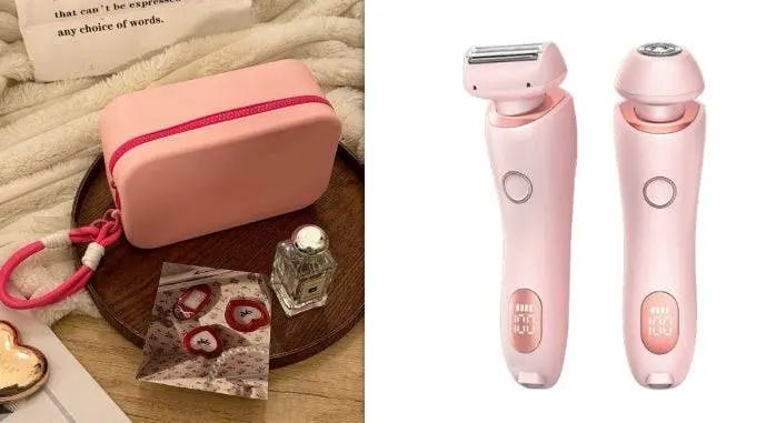 2 In 1 Hair Removal Epilator USB Rechargeable Trimmer Women Body Razor Face Leg Armpit Bikini Hand Pubic Shaver Hair Remover Pink and Rouge Gouache set USB