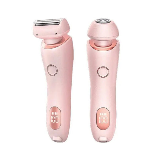 2 In 1 Hair Removal Epilator USB Rechargeable Trimmer Women Body Razor Face Leg Armpit Bikini Hand Pubic Shaver Hair Remover Pink USB
