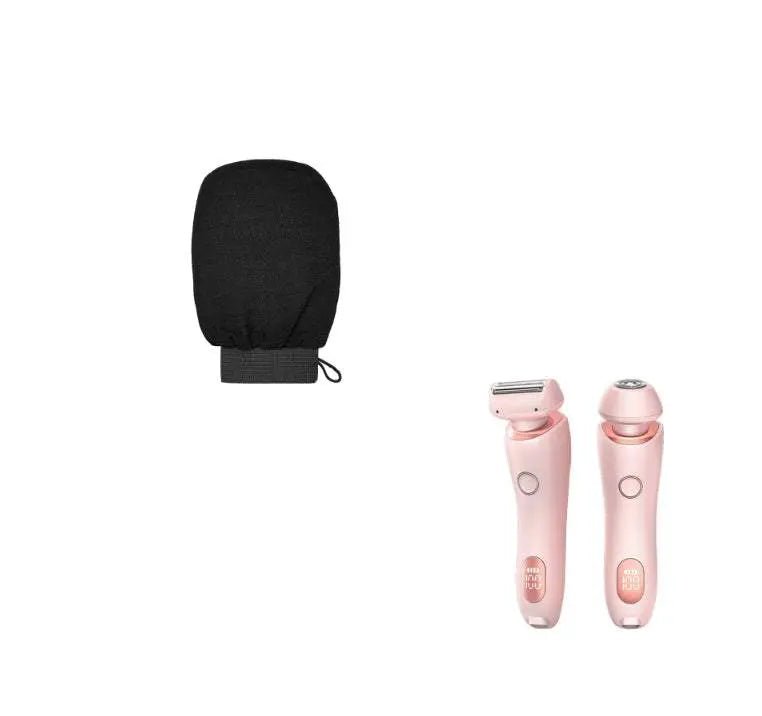 2 In 1 Hair Removal Epilator USB Rechargeable Trimmer Women Body Razor Face Leg Armpit Bikini Hand Pubic Shaver Hair Remover Pink Set USB