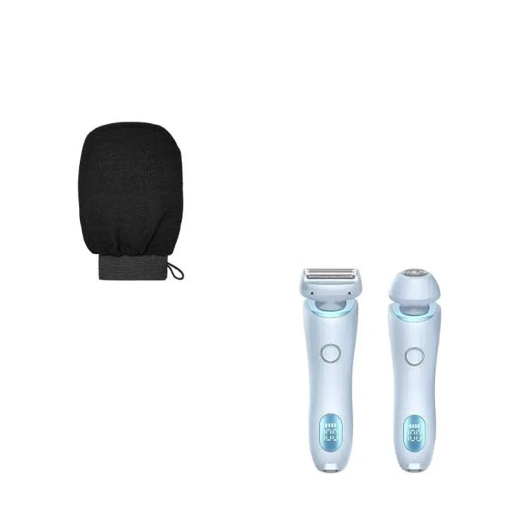 2 In 1 Hair Removal Epilator USB Rechargeable Trimmer Women Body Razor Face Leg Armpit Bikini Hand Pubic Shaver Hair Remover Blue Set USB