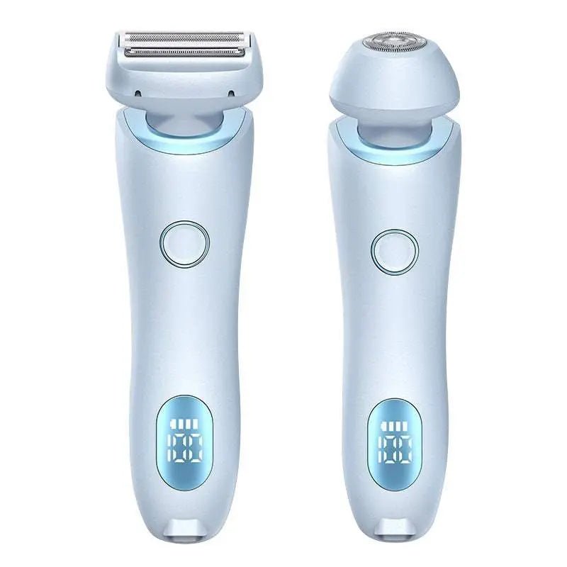 2 In 1 Hair Removal Epilator USB Rechargeable Trimmer Women Body Razor Face Leg Armpit Bikini Hand Pubic Shaver Hair Remover Blue USB