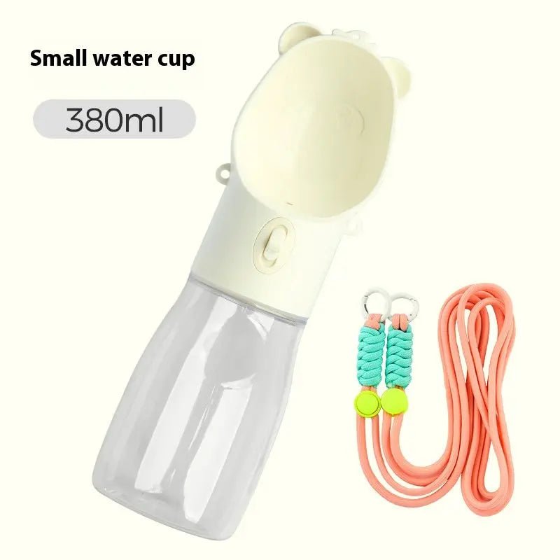 2 In 1 Portable Dog Water Bottle For Small Big Dogs Cat Outdoor Leak-proof Puppy Drinking Bowl With Food Container Pets Feeder Pet Products 380ML White