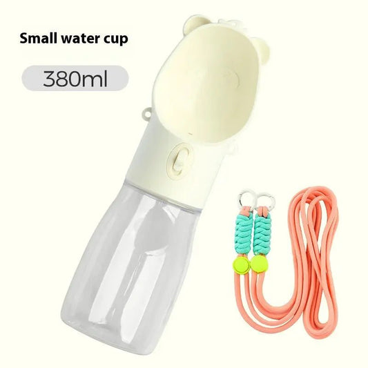 2 In 1 Portable Dog Water Bottle For Small Big Dogs Cat Outdoor Leak-proof Puppy Drinking Bowl With Food Container Pets Feeder Pet Products 380ML White