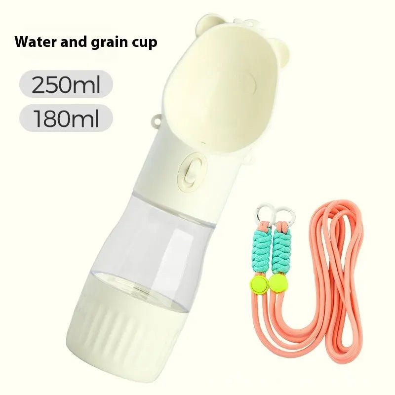 2 In 1 Portable Dog Water Bottle For Small Big Dogs Cat Outdoor Leak-proof Puppy Drinking Bowl With Food Container Pets Feeder Pet Products Water Grain Cup White