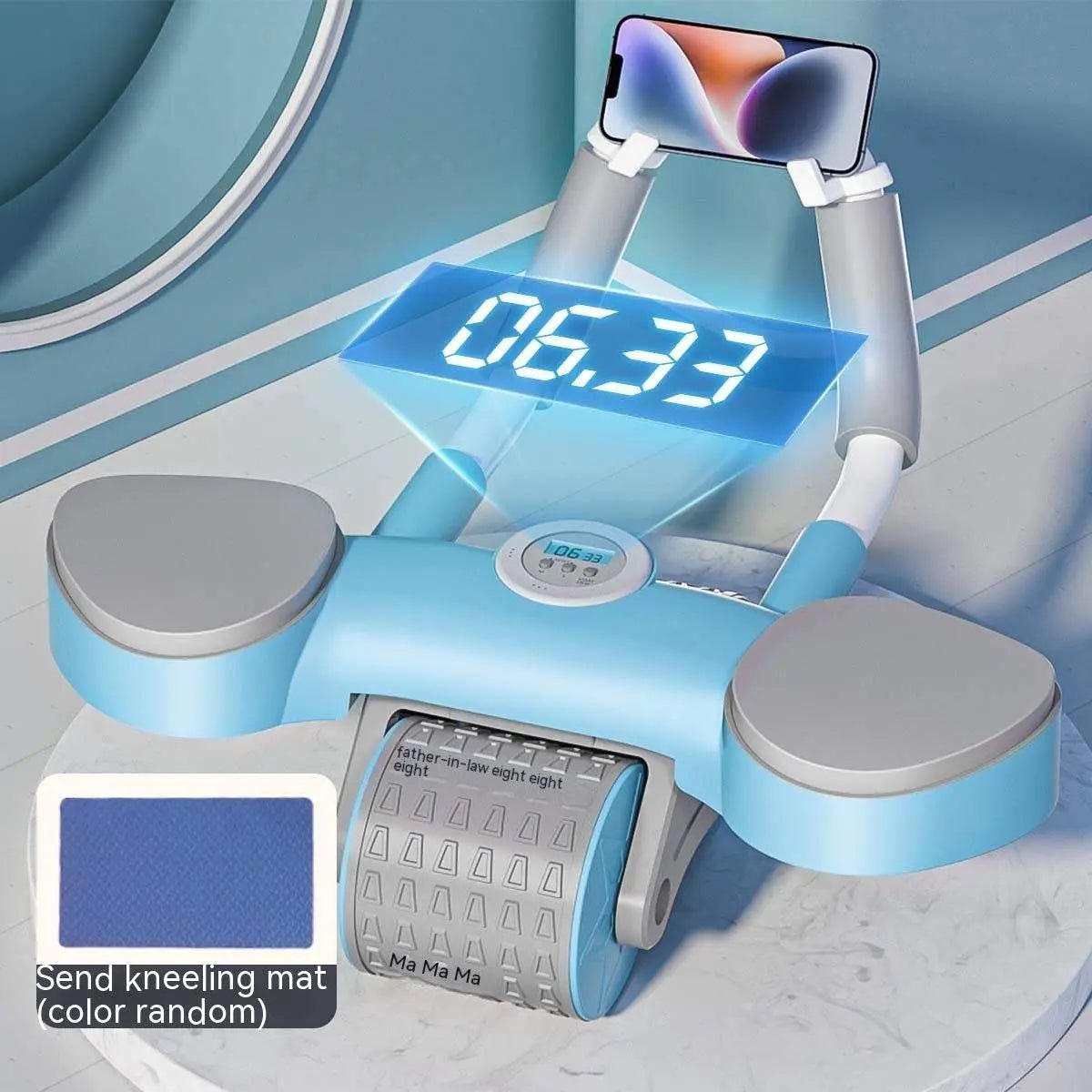 Abdominal Wheel Automatic Rebound Fitness Equipment Health Household Upgrade Elbow Support Blue