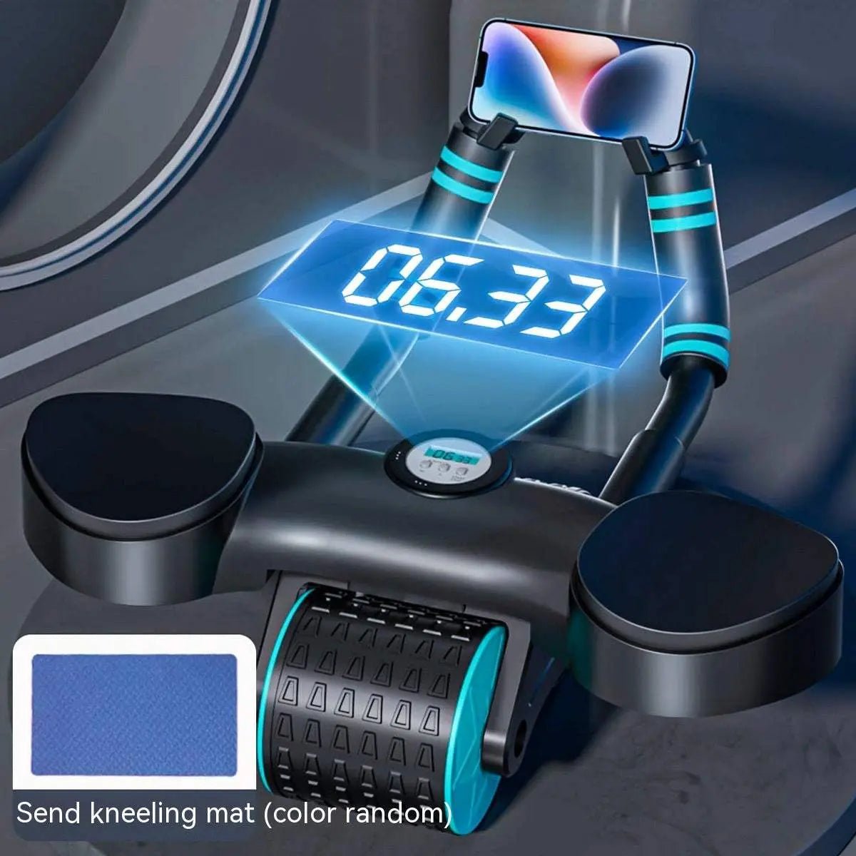 Abdominal Wheel Automatic Rebound Fitness Equipment Health Household Upgrade Elbow Support Black