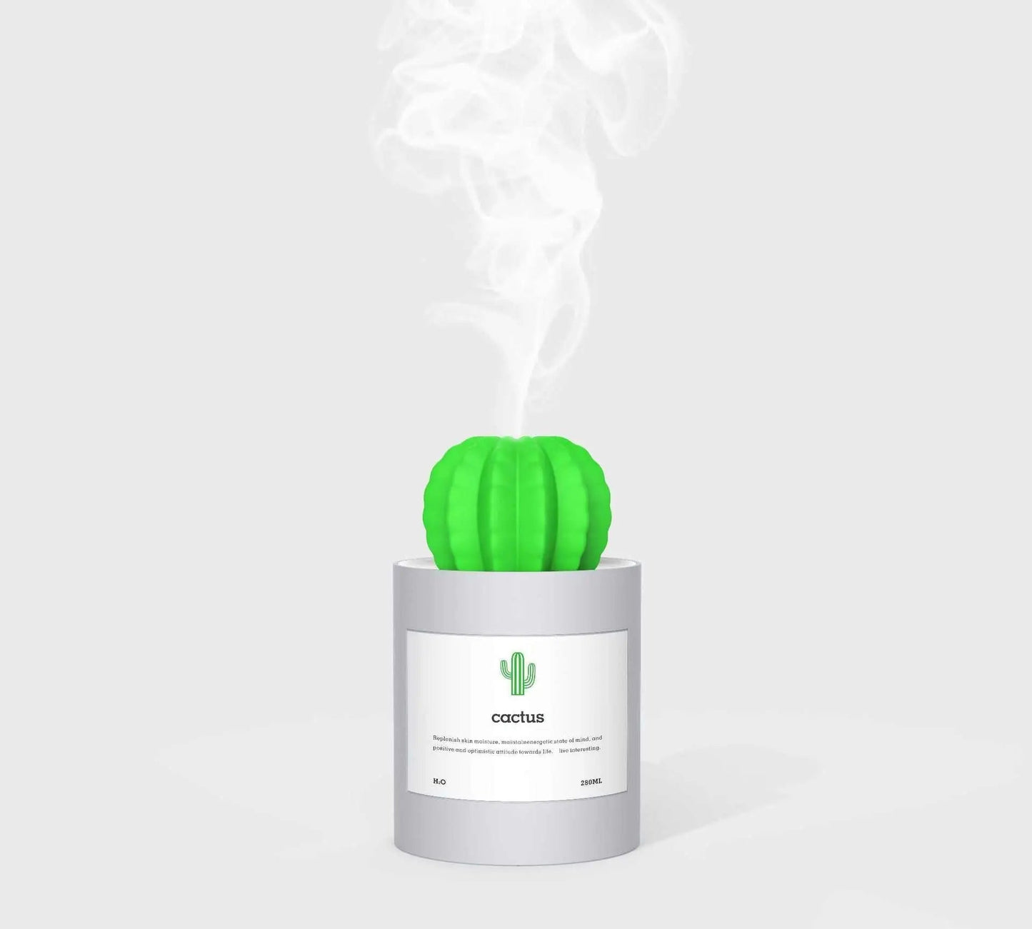 Air Humidifier Soft LED Light Cactus Ultrasonic Aroma Essential Oil Diffuser For Home Car USB Mini Air Purifier Grey USB