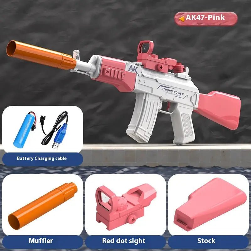 AK47 Electric Water Guns Fully Automatic Shooting Game Beach Entertainment Outdoor Beach Pool Gun Toys For Children Gift Pink AK47 Upper Version