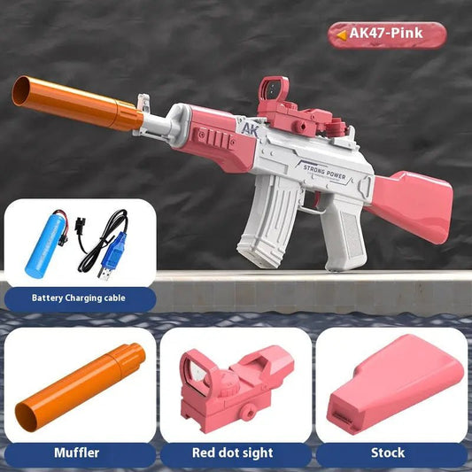 AK47 Electric Water Guns Fully Automatic Shooting Game Beach Entertainment Outdoor Beach Pool Gun Toys For Children Gift Pink AK47 Upper Version
