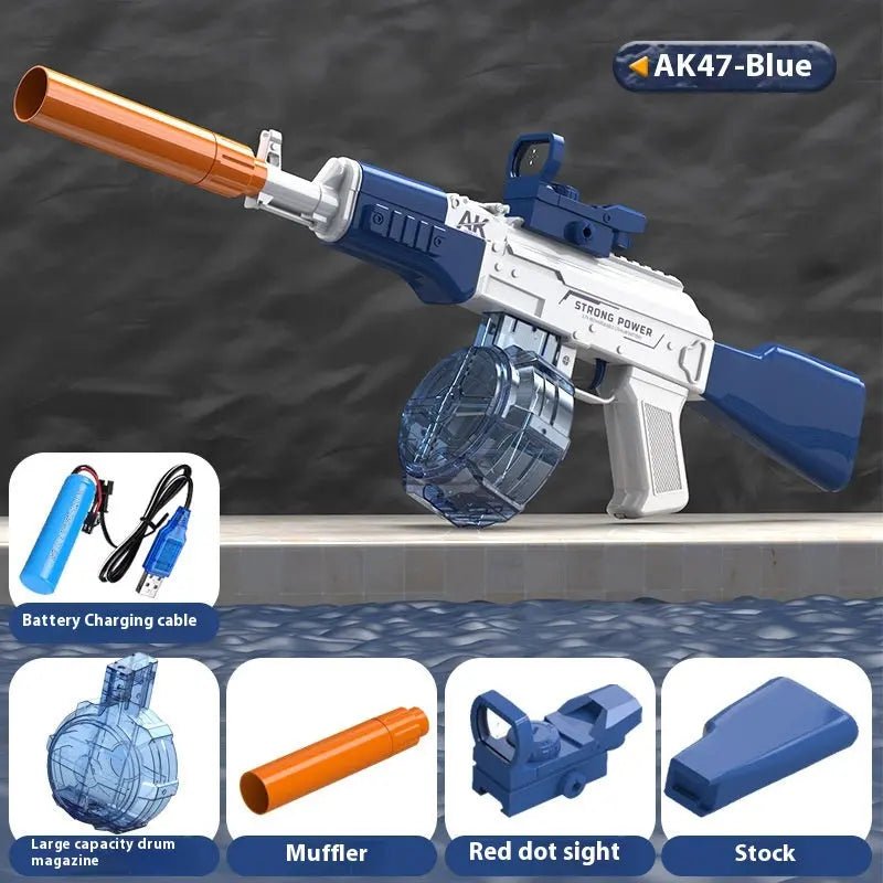AK47 Electric Water Guns Fully Automatic Shooting Game Beach Entertainment Outdoor Beach Pool Gun Toys For Children Gift Blue AK47