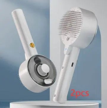 Animal Hair Remover Brush Dog And Cat Steam Brush Pet Self Cleaning Dog Brush Grooming Removes Cat Hairs Cat Dog Accessories Pet Products Ceramic White 2PCS