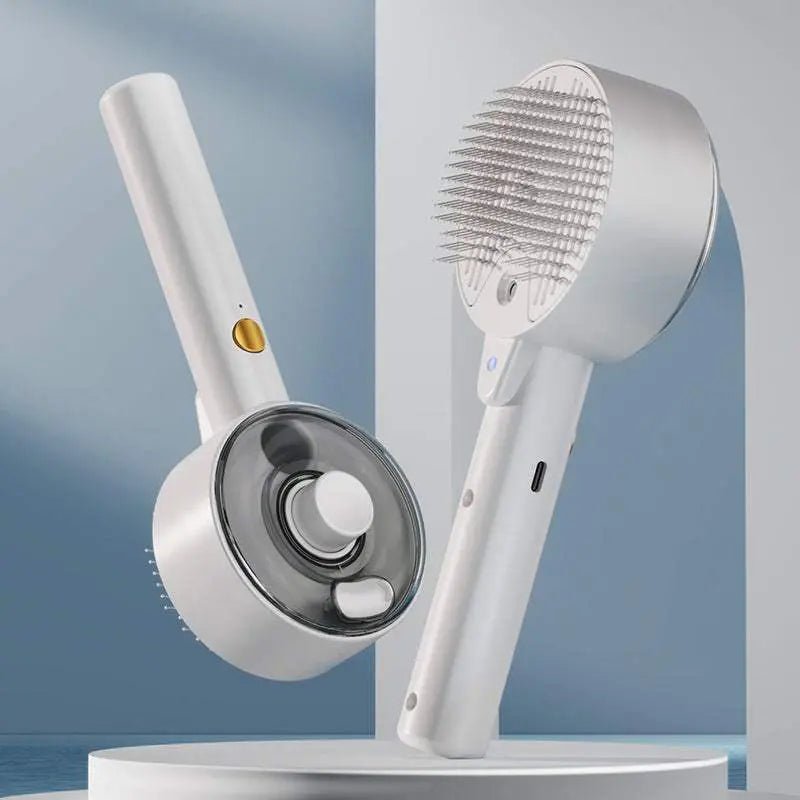 Animal Hair Remover Brush Dog And Cat Steam Brush Pet Self Cleaning Dog Brush Grooming Removes Cat Hairs Cat Dog Accessories Pet Products Ceramic White 1PC