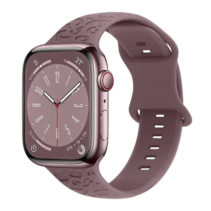Applicable To Iwatch1-9 Generationultra3 Solid Color Leopard 8-word Buckle Silicone Strap Purple