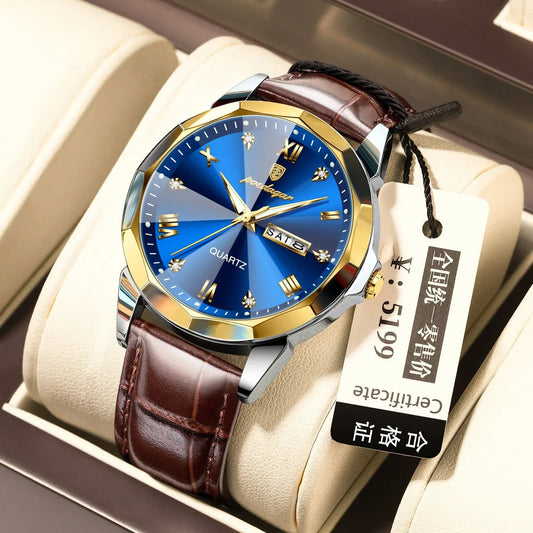 Belt Style Men's Waterproof Luminous Fashion Quartz Watch Blue