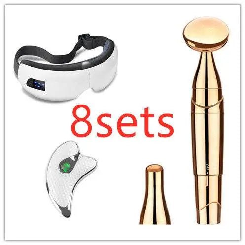 Bluetooth Music Eye Massager Air Pressure Hot Compress Dark Circles Eye Care Pearl White 8sets