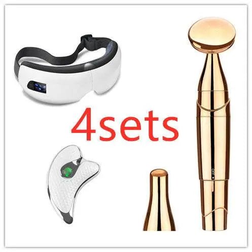 Bluetooth Music Eye Massager Air Pressure Hot Compress Dark Circles Eye Care Pearl White 4sets