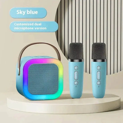 Wireless Mic Speaker: Amplify Your Voice with Bluetooth! Sky Blue Double Wheat