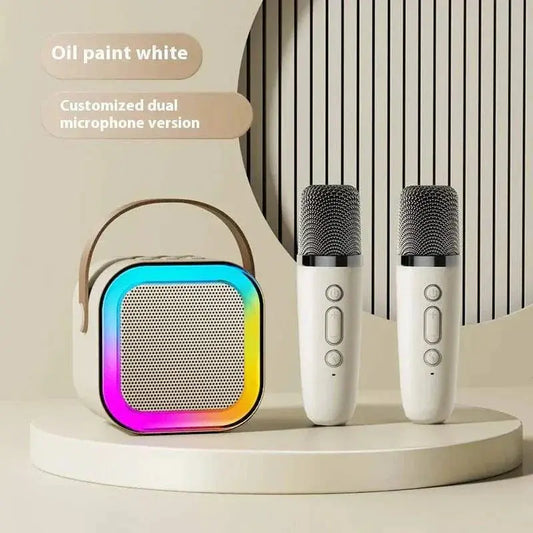 Wireless Mic Speaker: Amplify Your Voice with Bluetooth! Ivory White Double Wheat