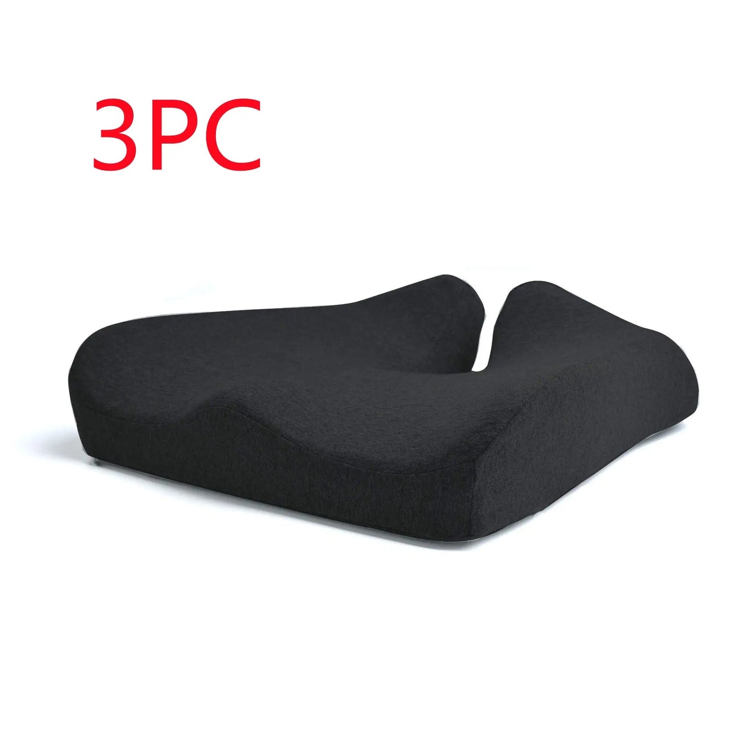 Car Seat Memory Foam Office Ergonomic Chair Cushion Black Cushion 3PCS