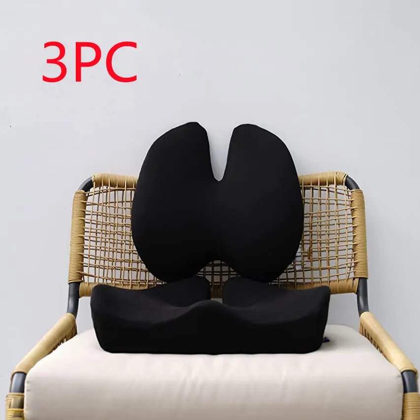 Car Seat Memory Foam Office Ergonomic Chair Cushion Black Waist 3PCS