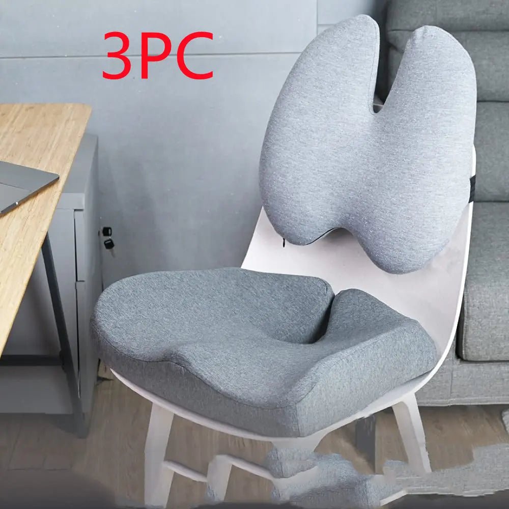 Car Seat Memory Foam Office Ergonomic Chair Cushion Gray Waist 3PCS