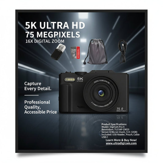 CCD Camera HD Digital Camera With WiFi Transmission WD08 Black