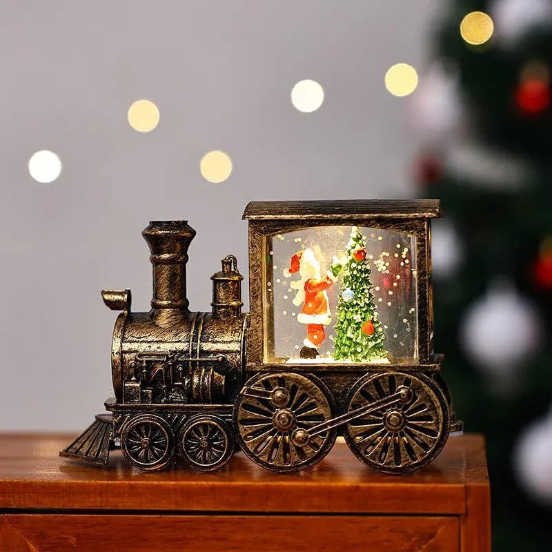 Christmas Gift Train Decoration Small Night Lamp Brush Gold Train Boy Tree