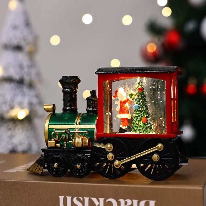 Christmas Gift Train Decoration Small Night Lamp Painted Train Boy Tree
