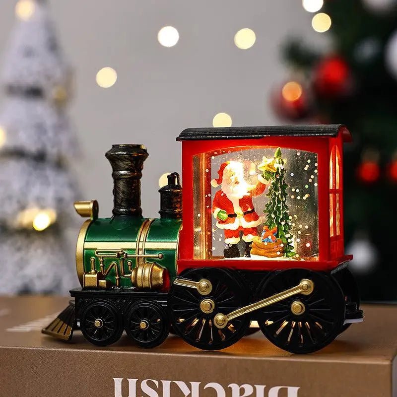 Christmas Gift Train Decoration Small Night Lamp Painted Train Old Man Tree