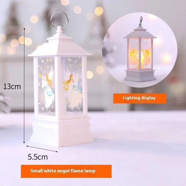 Christmas Portable Oil Lamp Santa Claus LED Night Lights Battery Powered Indoor Outdoor Hanging Lanterns Festive Party Decoration White Angel