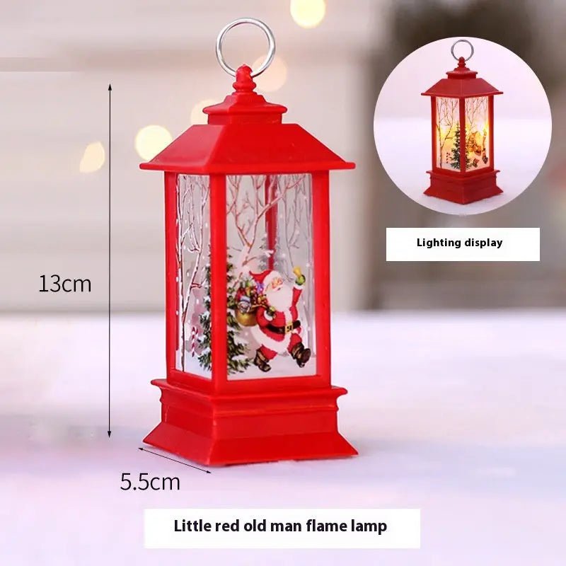 Christmas Portable Oil Lamp Santa Claus LED Night Lights Battery Powered Indoor Outdoor Hanging Lanterns Festive Party Decoration Red Old Man