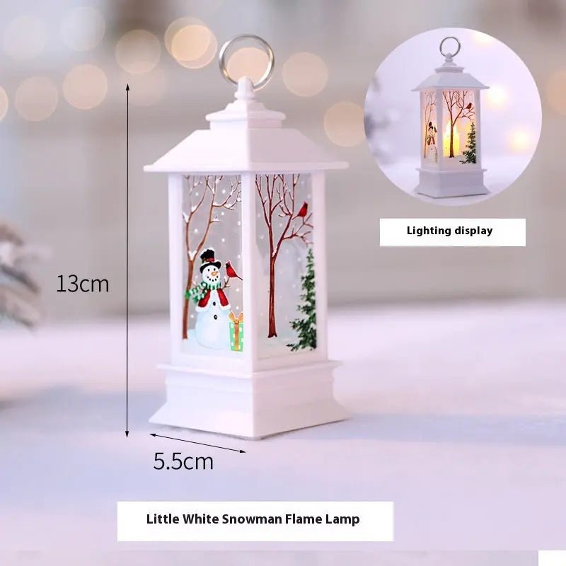 Christmas Portable Oil Lamp Santa Claus LED Night Lights Battery Powered Indoor Outdoor Hanging Lanterns Festive Party Decoration White Snowman