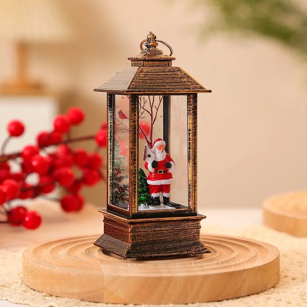Christmas Portable Oil Lamp Santa Claus LED Night Lights Battery Powered Indoor Outdoor Hanging Lanterns Festive Party Decoration Interior Golden Old Man